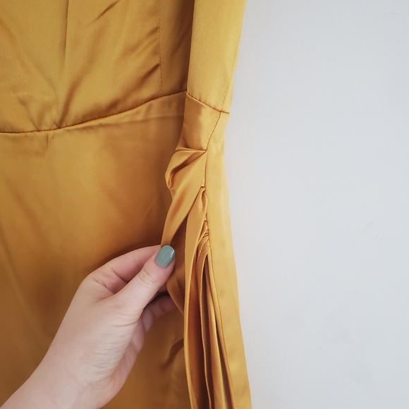 NWT Reformation Fonda 100% Silk Bustier Bodice Ochre Yellow Size 12 - Picture 10 of 11